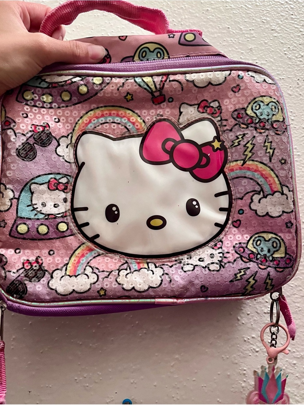 Hello Kitty Pink Sequin Rainbow Kids Lunch Tote